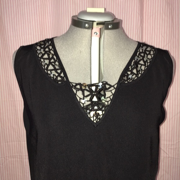 Black Rachel Adams Sleeveless V-Neck Top - Picture 2 of 5